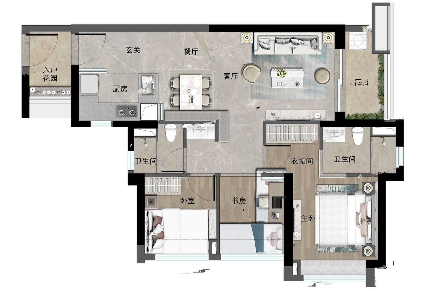 万科黄埔新城3室户型图93-93㎡