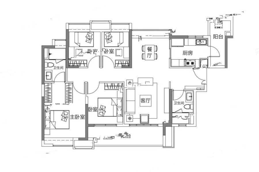 凯德山海连城4室户型图125-330㎡