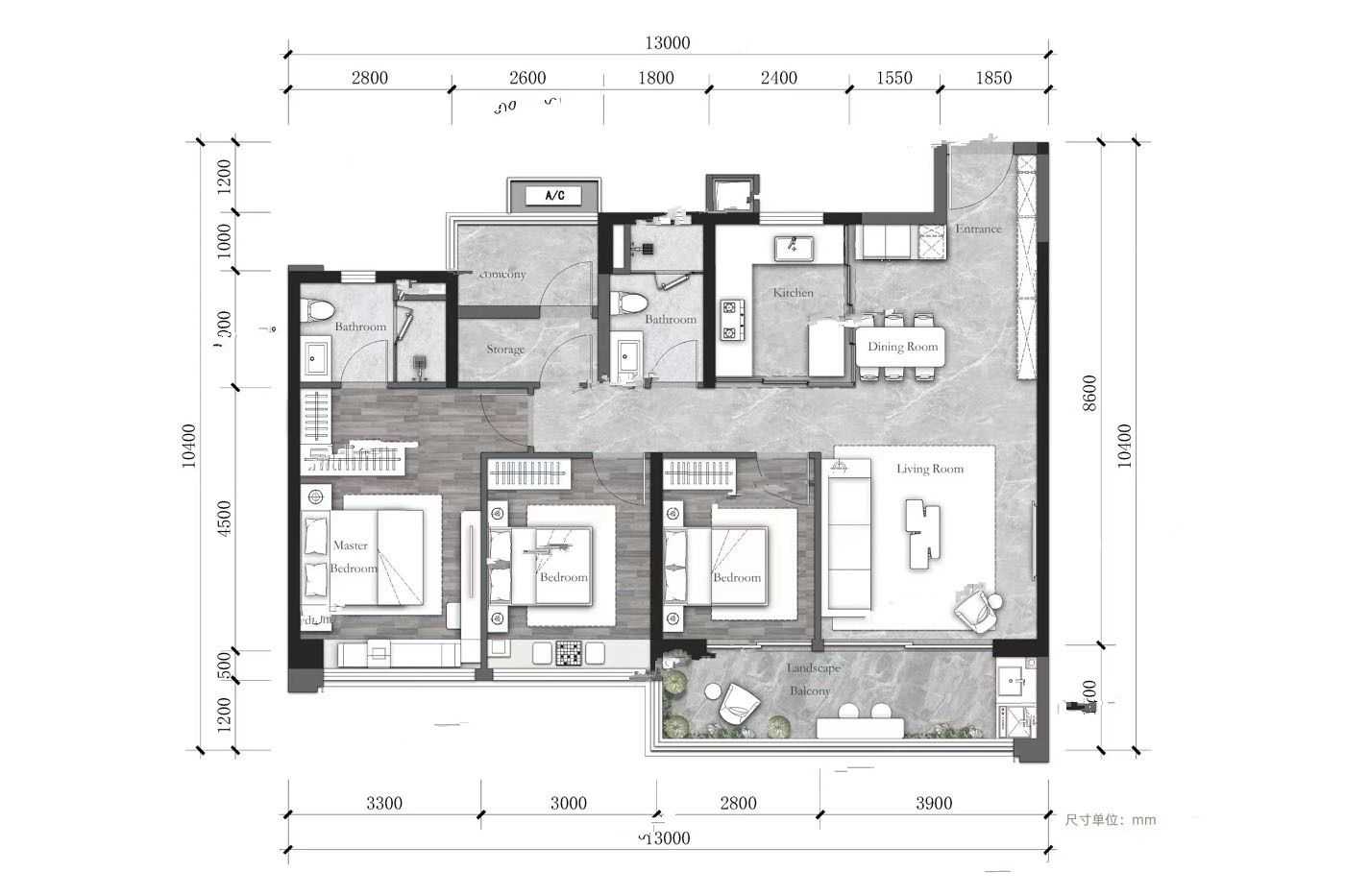 万汇天地瑧园3室户型图110-141㎡