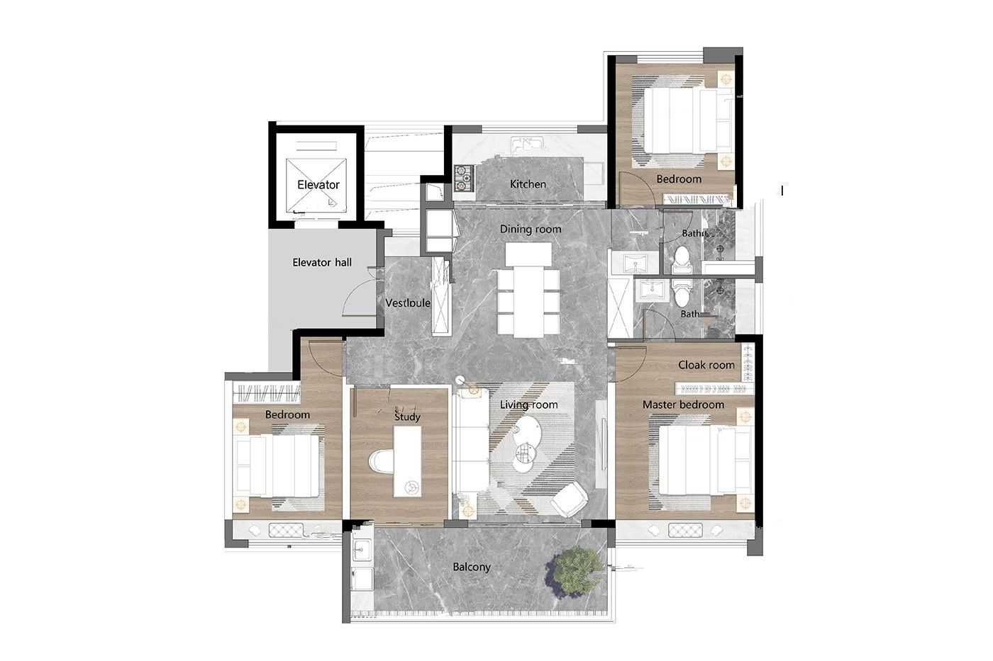 越秀大学城和樾府4室户型图136-175㎡