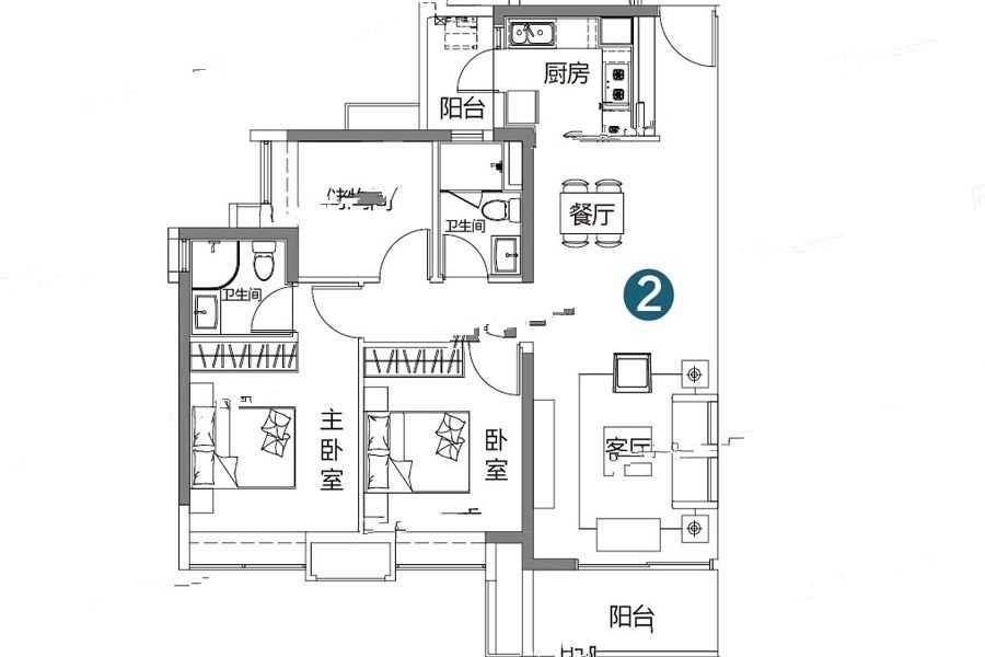 凯德山海连城2室户型图75-110㎡