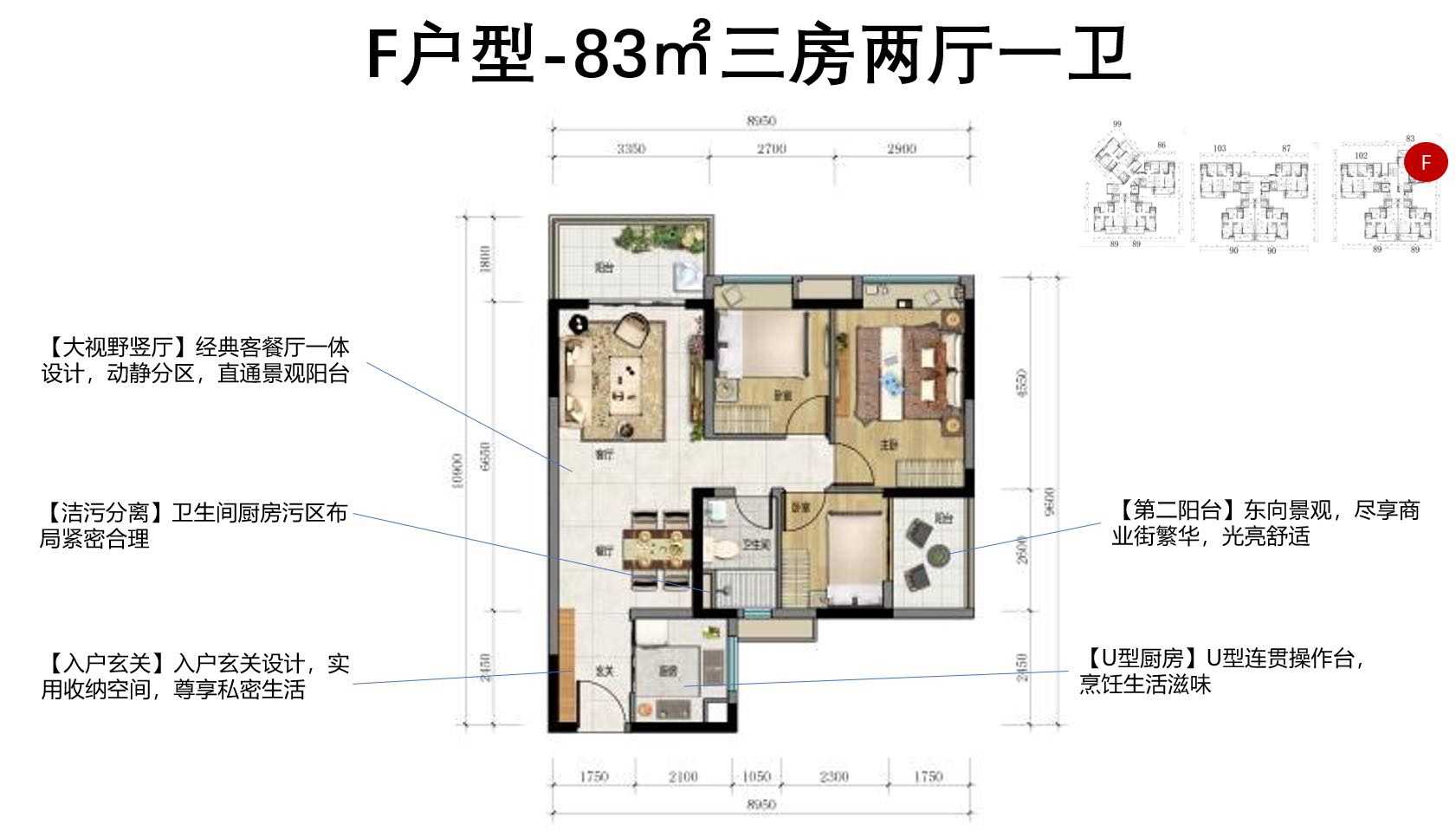 保利珑玥公馆3室户型图76-89㎡