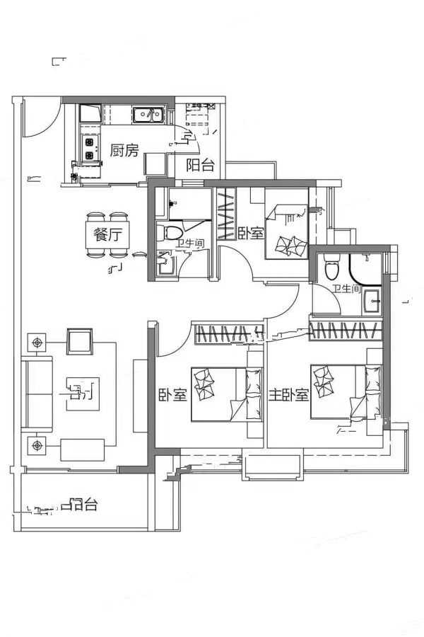 凯德山海连城3室户型图85-110㎡