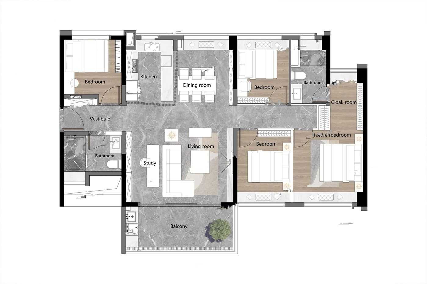 越秀大学城和樾府4室户型图136-175㎡