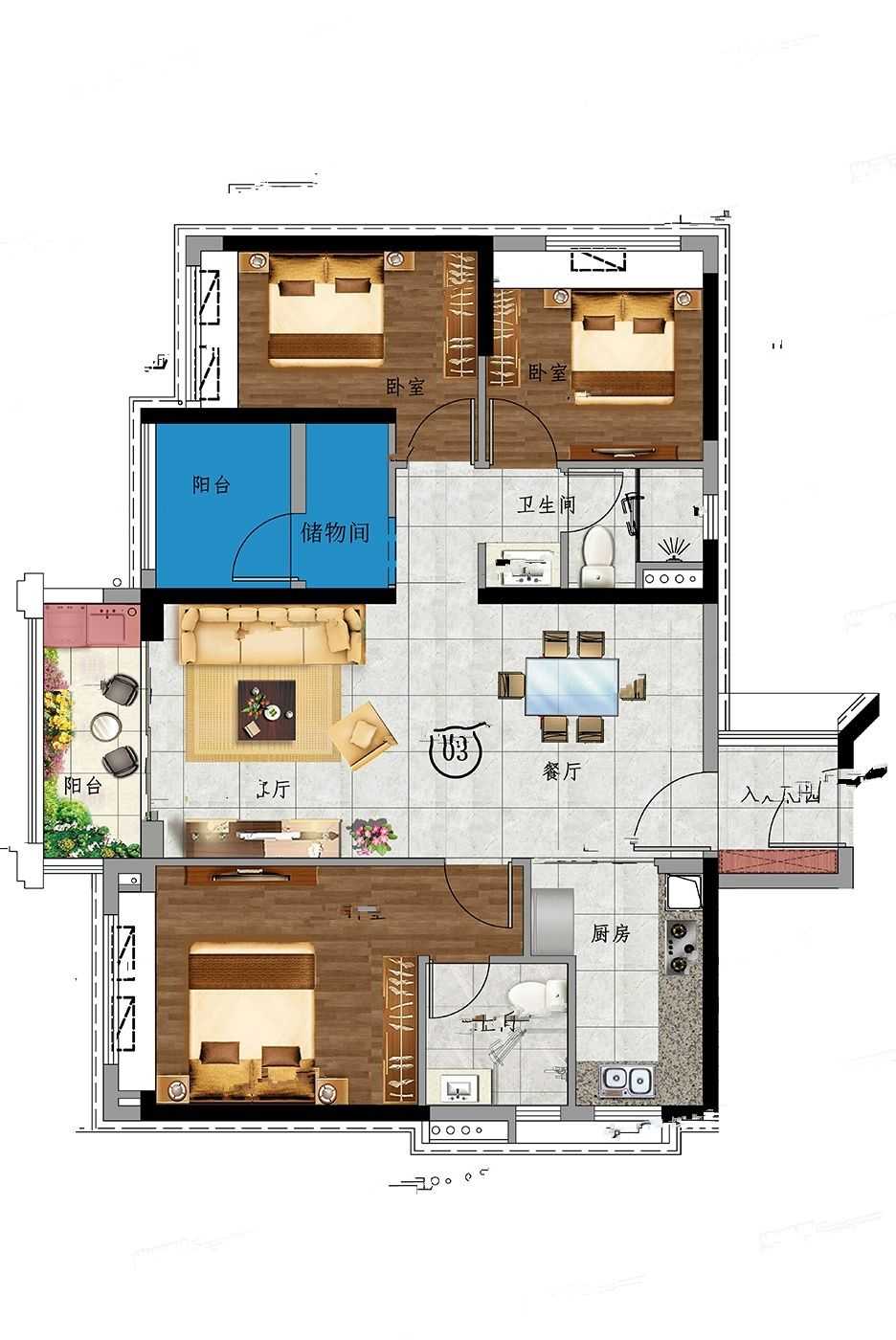 星图TOD3室户型图85-134㎡