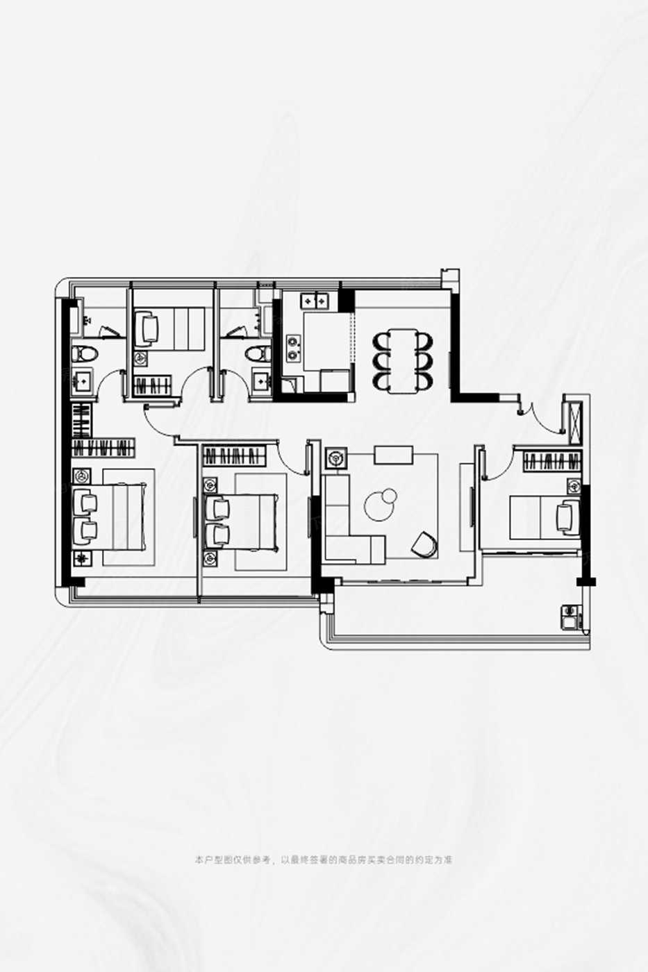 越秀瑞麓府4室户型图140-140㎡