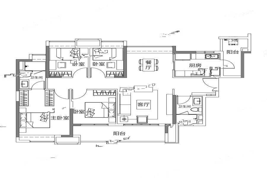 凯德山海连城4室户型图125-330㎡