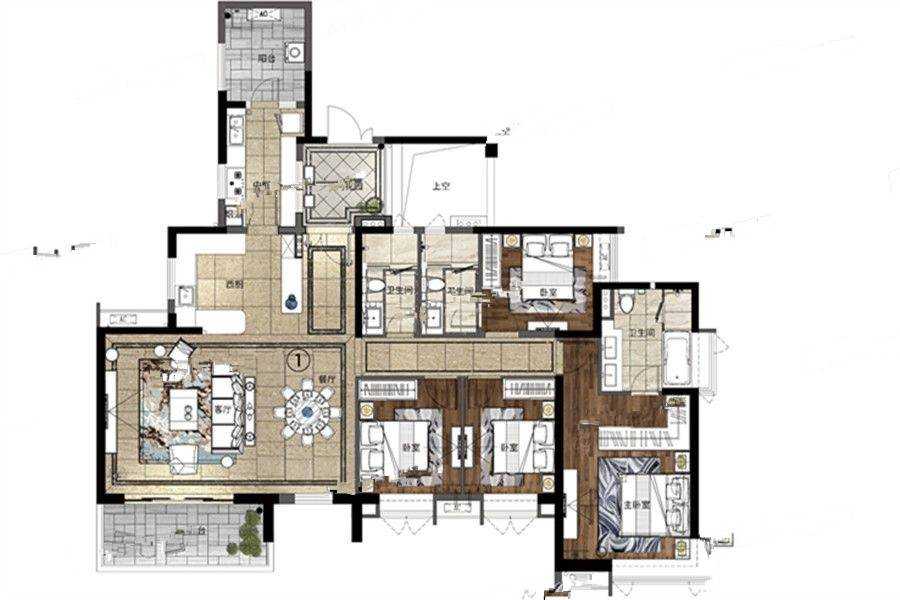 凯德山海连城4室户型图125-330㎡