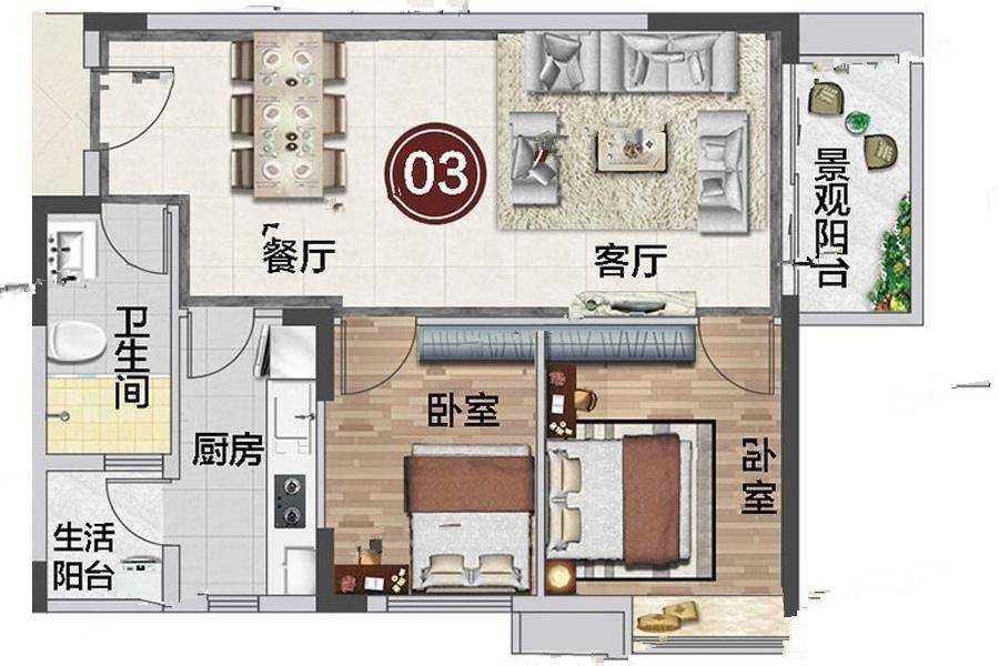 慧源山庄2室户型图62-87㎡