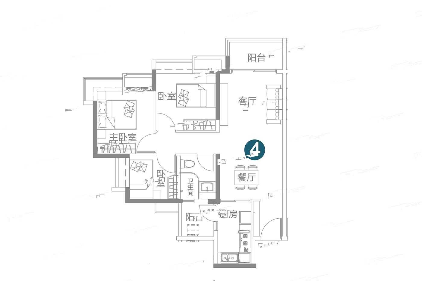 凯德山海连城3室户型图85-110㎡