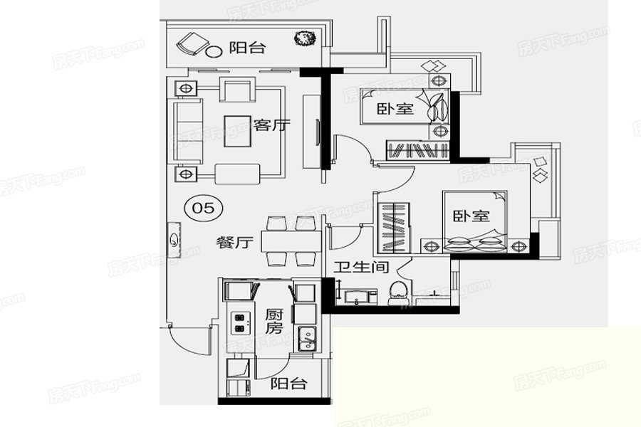 凯德山海连城2室户型图75-110㎡