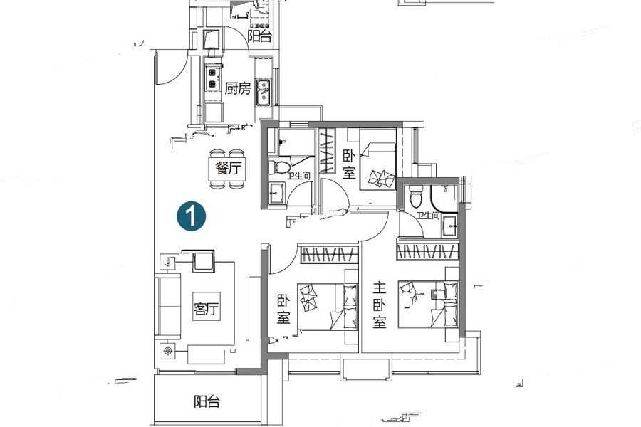 凯德山海连城3室户型图85-110㎡