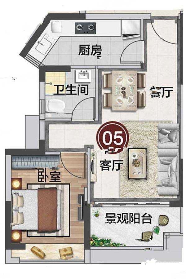 慧源山庄1室户型图52-66㎡