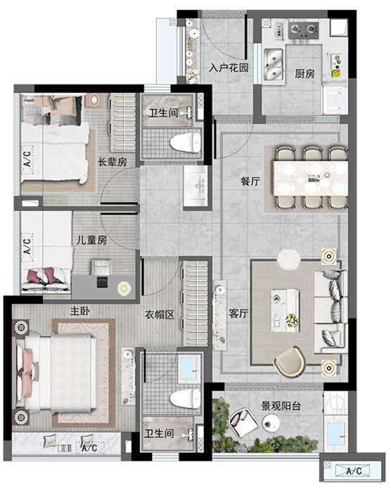 广州万科城3室户型图78-96㎡