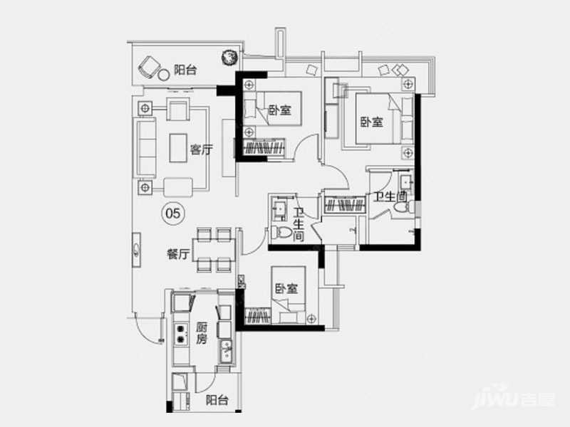 凯德山海连城3室户型图85-110㎡