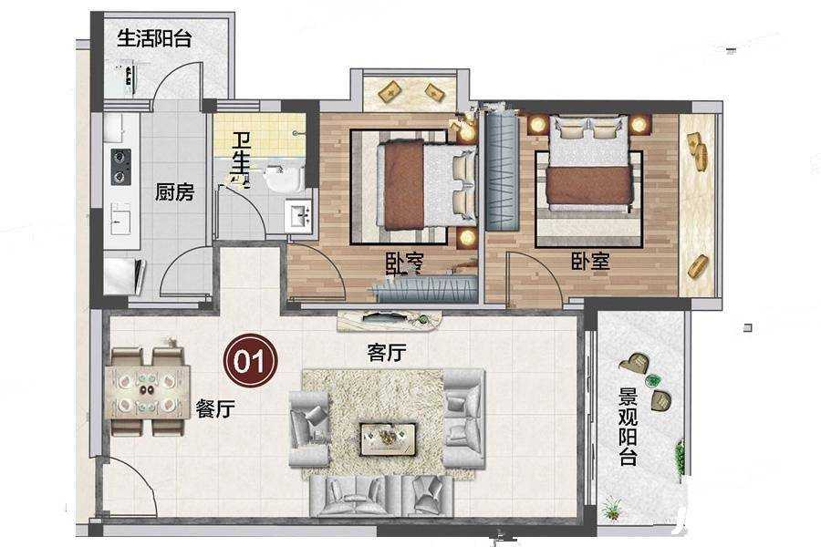 慧源山庄2室户型图62-87㎡