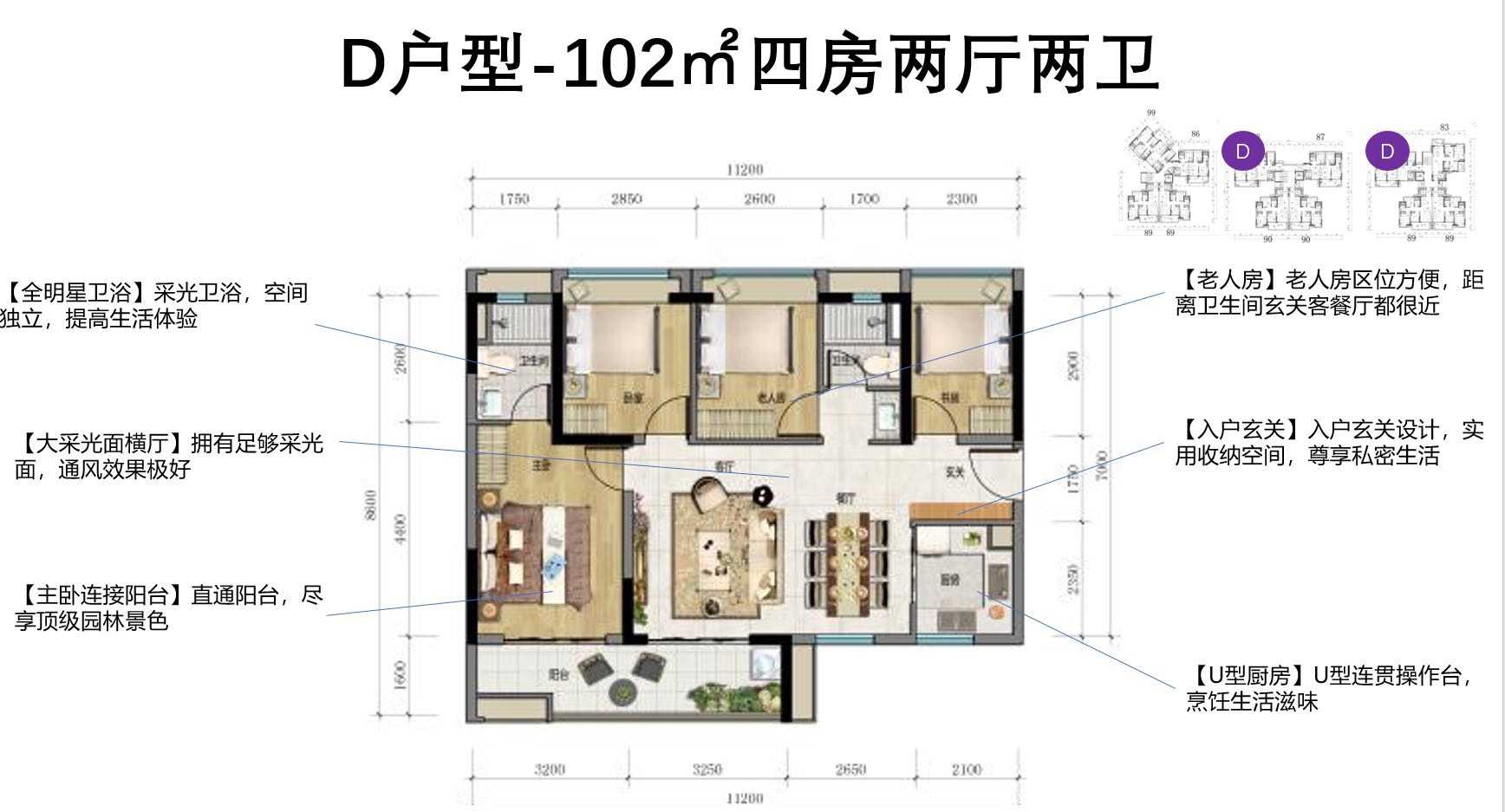 保利珑玥公馆4室户型图99-102㎡