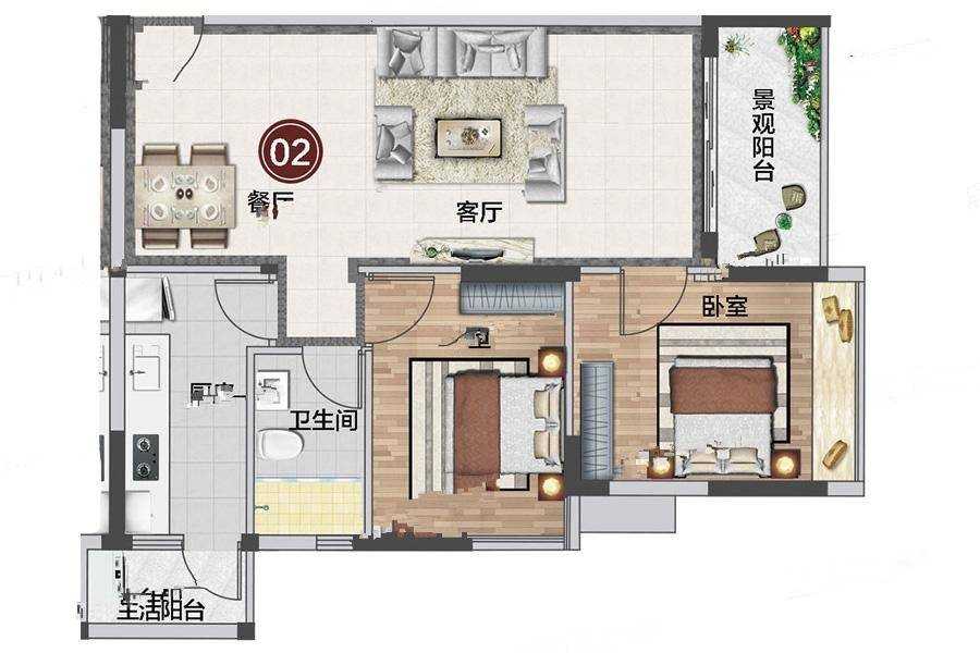 慧源山庄2室户型图62-87㎡