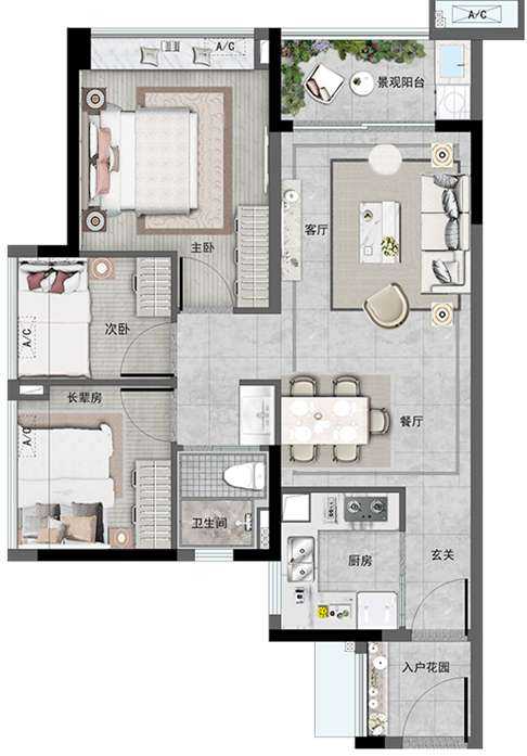 广州万科城3室户型图78-96㎡