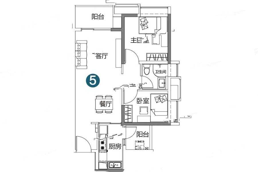 凯德山海连城2室户型图75-110㎡